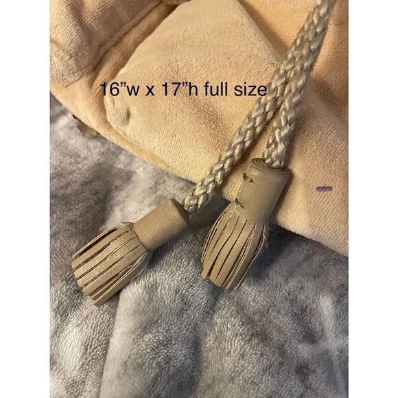 Cream/beige velvet/velour campus,school multi pocket cargo Backpack - Picture 6 of 12